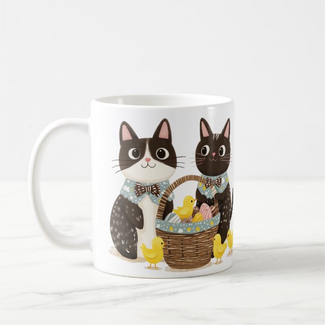 Easter Cats Easter Basket Baby Chicks Coffee Mug (Left)