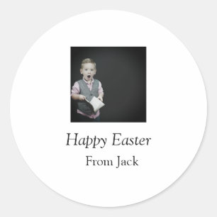 easter celebration add QR photo happy easter Classic Round Sticker