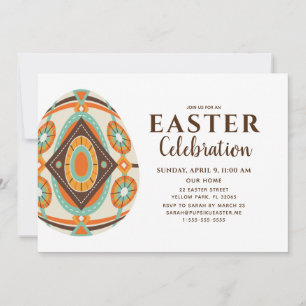  Easter Celebration with Vintage Painted egg  Invitation