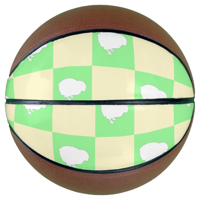Easter Chequerboard Pattern with White Chick Motif Basketball (Front)