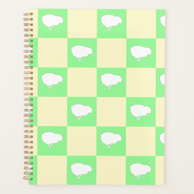 Easter Chequerboard Pattern with White Chick Motif Planner (Front)
