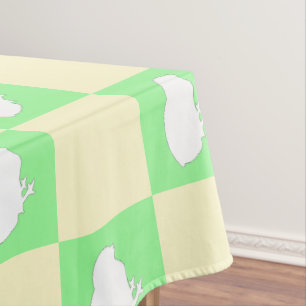 Easter Chequerboard Pattern with White Chick Motif Tablecloth