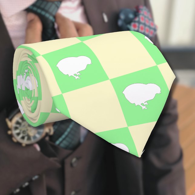 Easter Chequerboard Pattern with White Chick Motif Tie (Creator Uploaded)