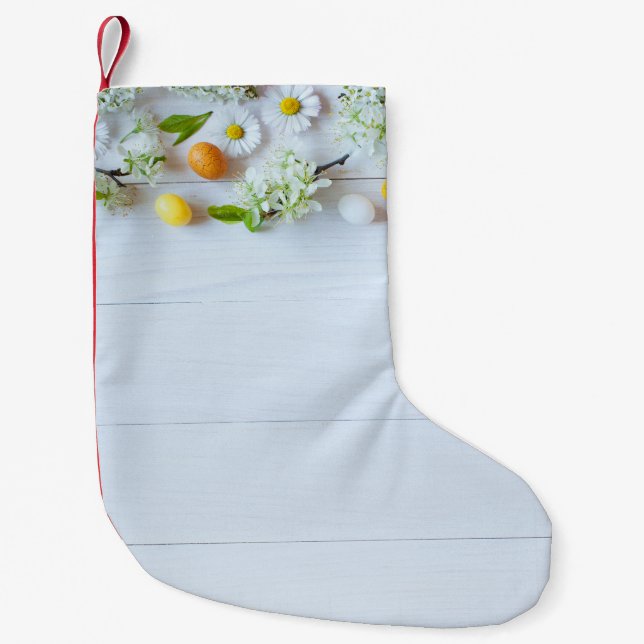 Easter Cherry Plum: Yellow Eggs. Small Christmas Stocking (Front)