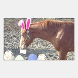 Easter Chestnut Horse Rectangular Sticker