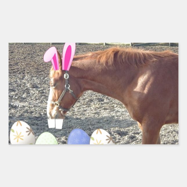 Easter Chestnut Horse Rectangular Sticker (Front)