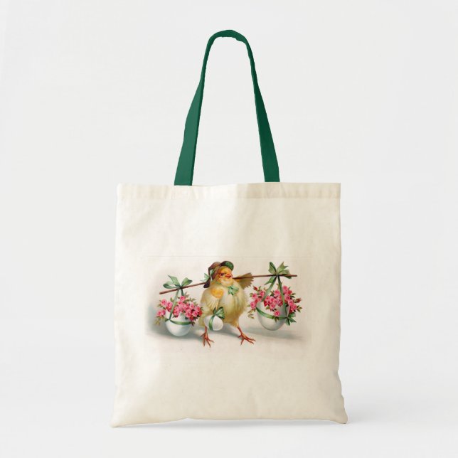 Easter Chick and Flowers Tote Bag (Front)