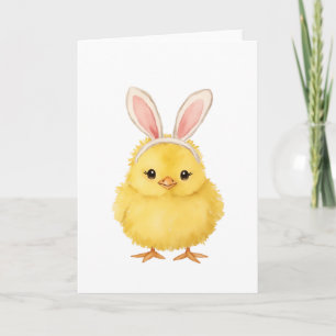 Easter Chick Bunny Watercolor Holiday Card