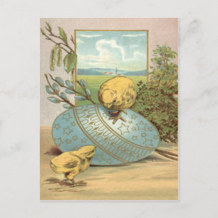 Easter Chick Coloured Painted Decorated Egg Holiday Postcard