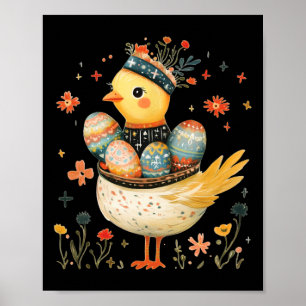 Easter Chick - Easter Egg Folk Art Poster