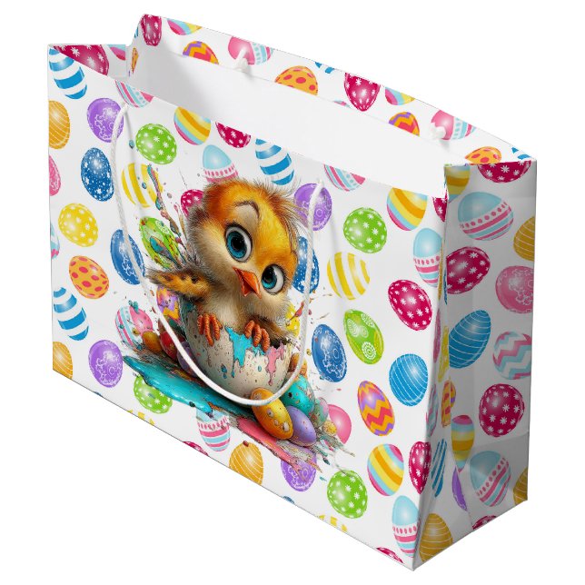 Easter Chick Egg Artist  Large Gift Bag (Back Angled)