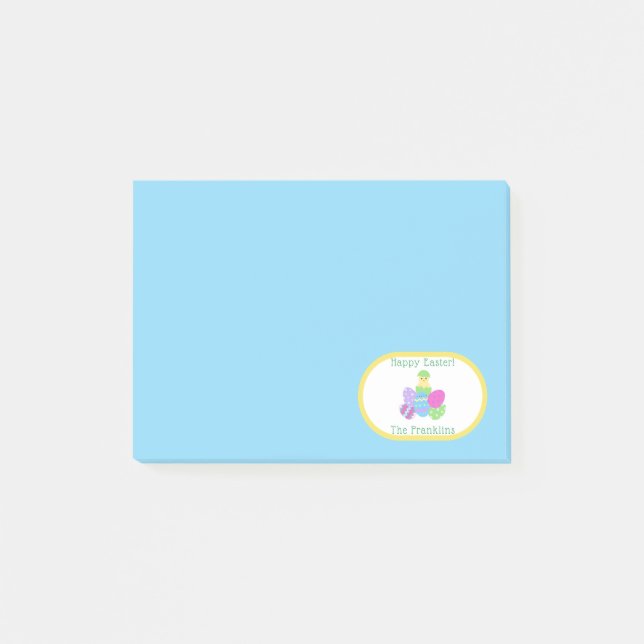 EASTER Chick Eggs and Bright Blue Paper Post-it Notes (Front)