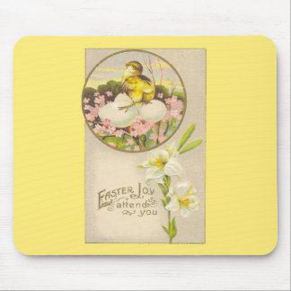 Easter - Chick & Eggs Up a Tree - Antique Postcard Mouse Pad