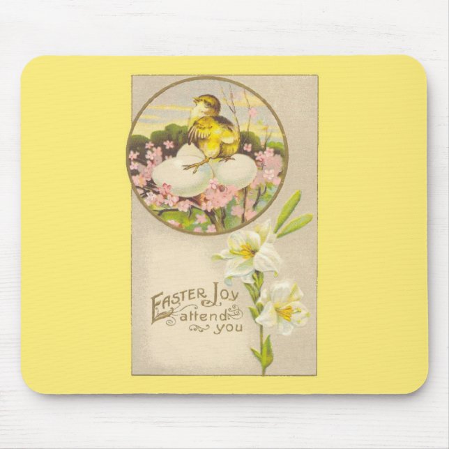 Easter - Chick & Eggs Up a Tree - Antique Postcard Mouse Pad (Front)