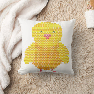 Easter Chick Faux Cross Stitch  Cushion