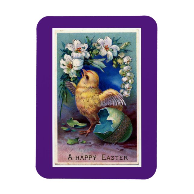 Easter Chick Hatched From Coloured Egg Magnet (Vertical)