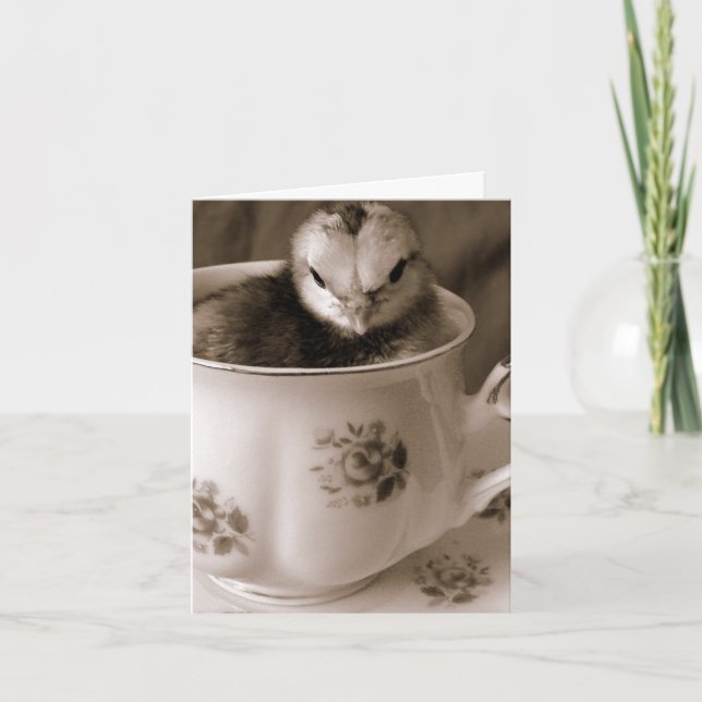 Easter Chick in a Teacup Holiday Card (Front)
