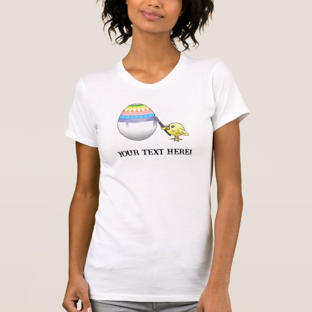Easter chick is painting a colourful Easter egg T-Shirt (Front)