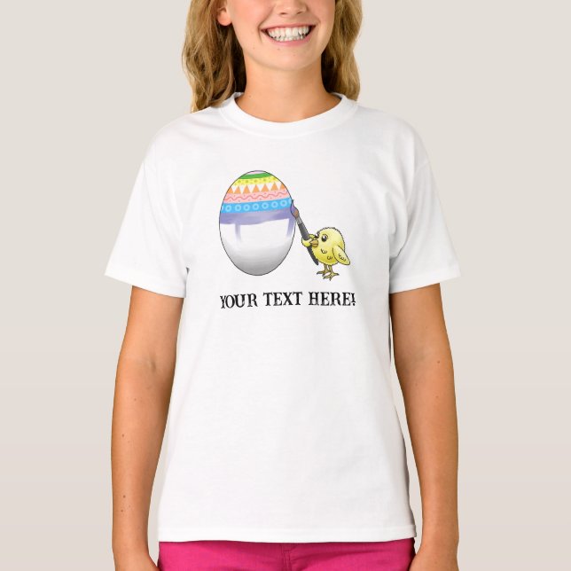 Easter chick is painting a colourful Easter egg T-Shirt (Front)