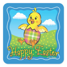 Easter Chick Square Stickers