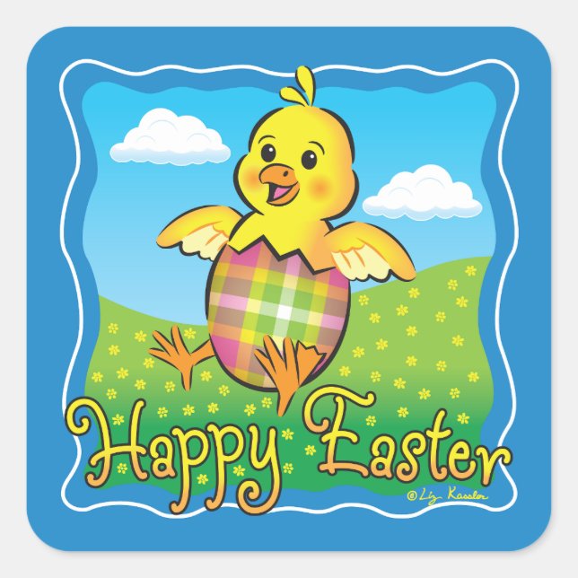 Easter Chick Square Stickers (Front)