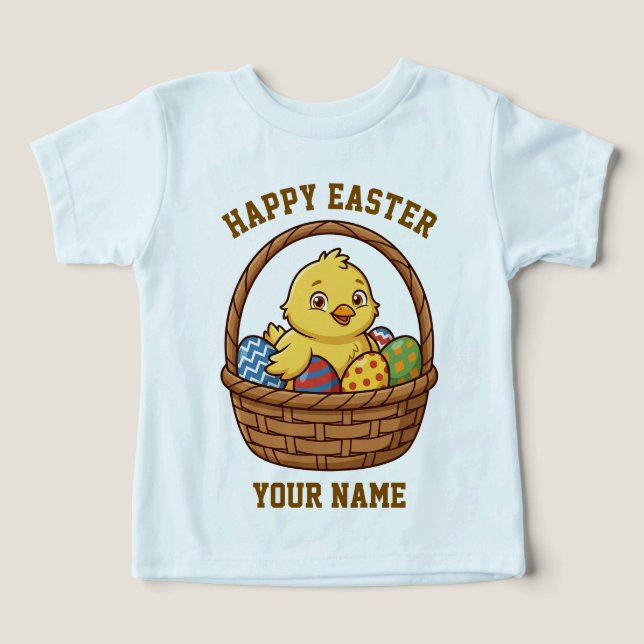 Easter Chick Toddler T-Shirt | Personalised Name (Design Front)
