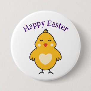 Easter Chick With Heart Button