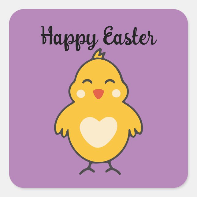 Easter Chick With White Heart Sticker (Front)