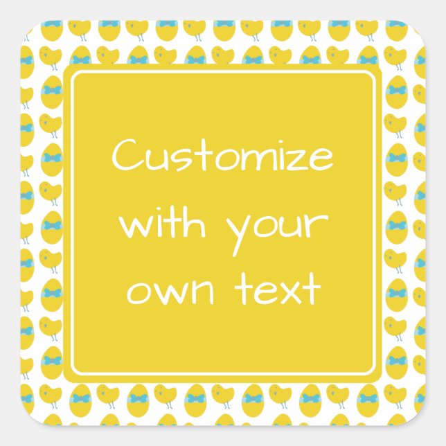 Easter Chicken and Egg Custom Text Square Sticker (Front)