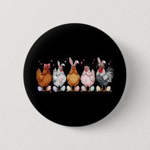 Easter Chicken Bunnies Ears Rooster Poultry Farm B 6 Cm Round Badge