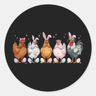Easter Chicken Bunnies Ears Rooster Poultry Farm B Classic Round Sticker