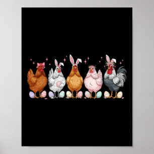 Easter Chicken Bunnies Ears Rooster Poultry Farm B Poster