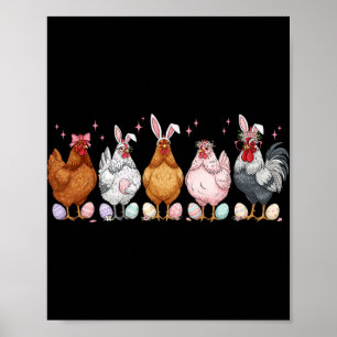 Easter Chicken Bunnies Ears Rooster Poultry Farm B Poster