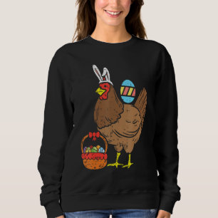 Easter Chicken Bunny Ears Eggs Basket Farm Animal Sweatshirt