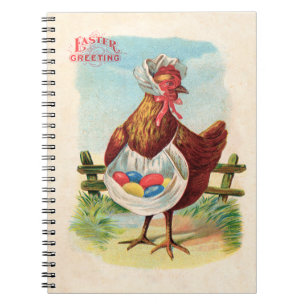 Easter Chicken Farm Cute Antique Eggs Spiral Notebook