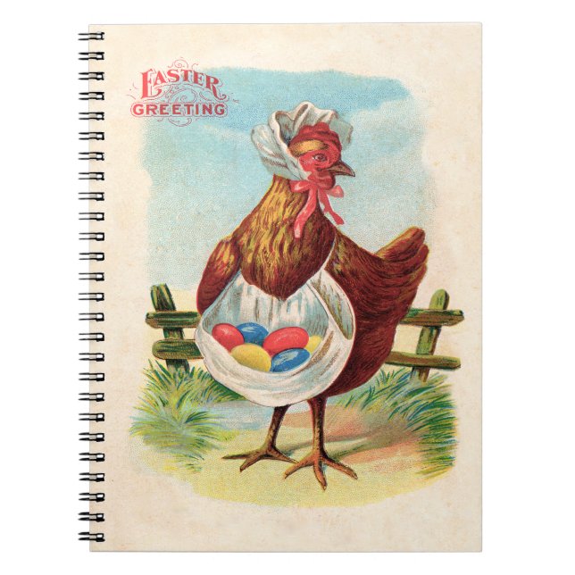 Easter Chicken Farm Cute Antique Eggs Spiral Notebook (Front)