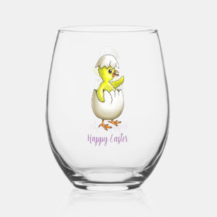 Easter Chicken Stemless Wine Glass