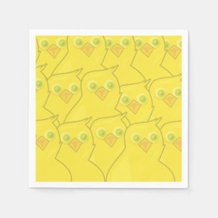 Easter Chickens Bright Yellow Cartoon Pattern Napkin