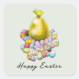 Easter chicken's easter eggs Square Sticker