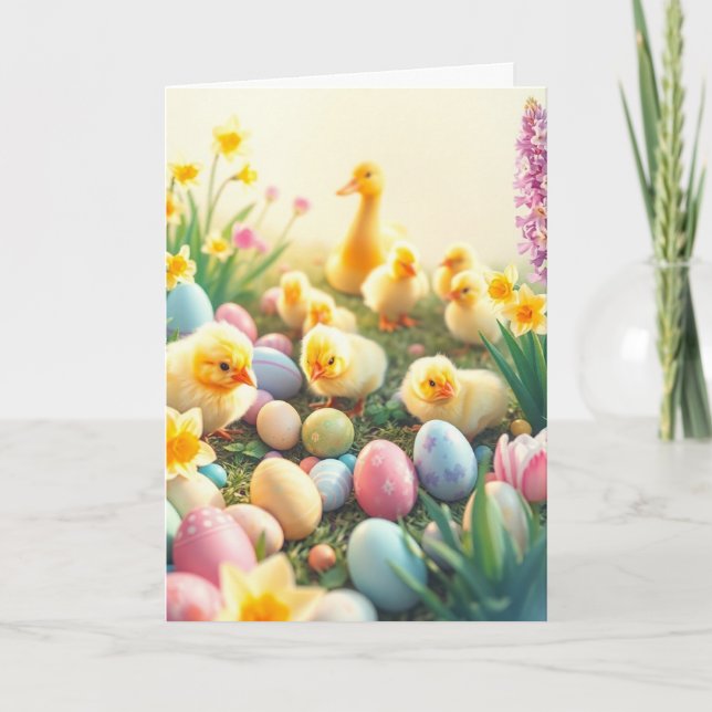Easter Chicks and Ducks Holiday Card (Front)