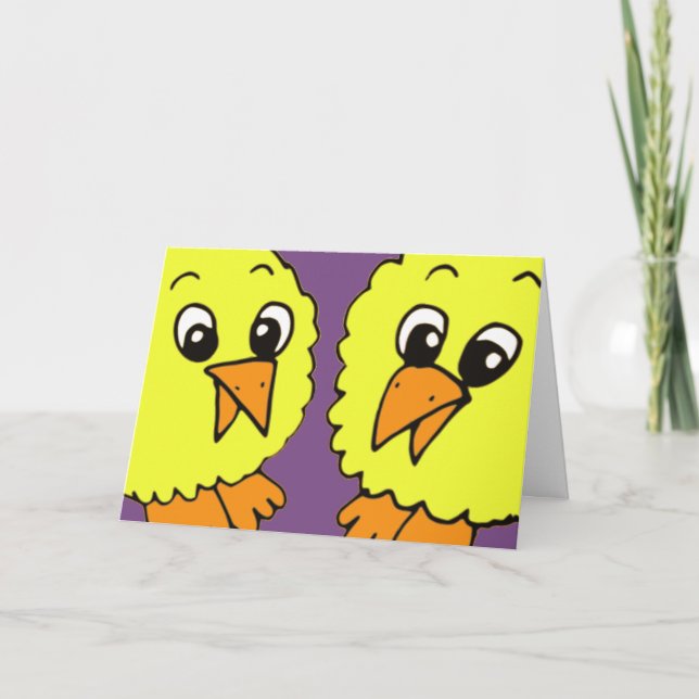 Easter Chicks Cartoon Card (Front)