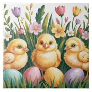 Easter Chicks Cute Spring Baby Chick Design Tile