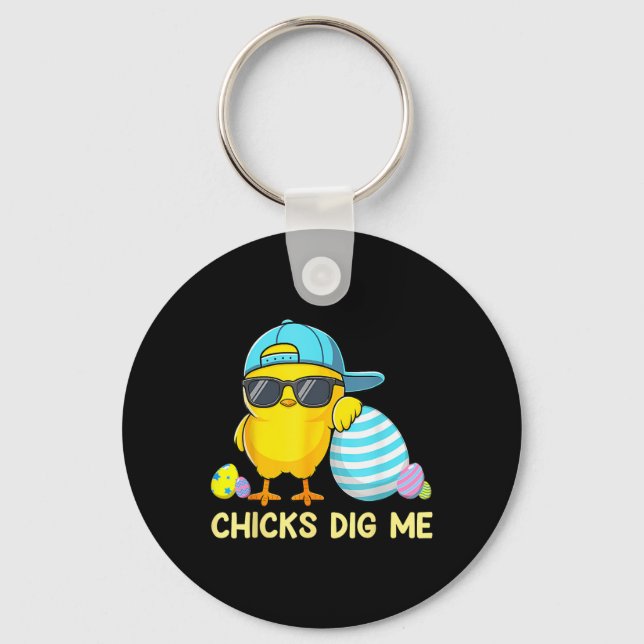 Easter Chicks Dig Me Cute Egg Hunt Toddler Boys Ki Key Ring (Front)