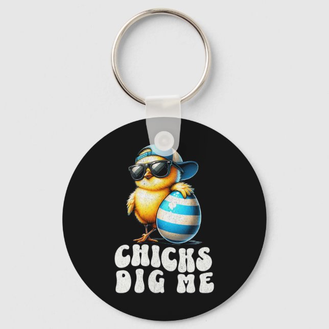 Easter Chicks Dig Me Cute Egg Hunt Toddler Boys Ki Key Ring (Front)