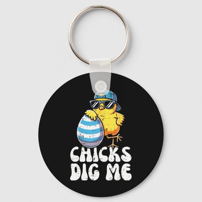 Easter Chicks Dig Me Cute Egg Hunt Toddler Boys Ki Key Ring (Front)