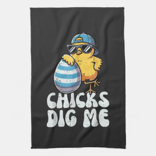 Easter Chicks Dig Me Cute Egg Tea Towel