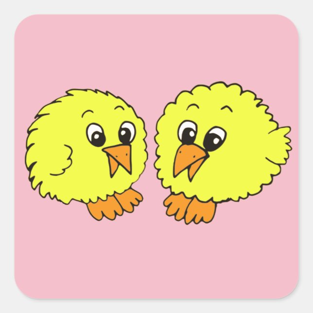 Easter Chicks in the Pink Square Sticker (Front)