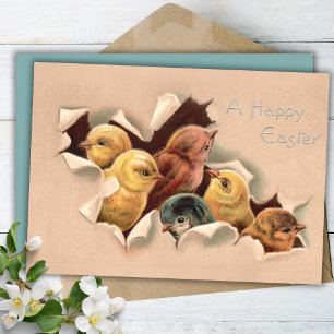 Easter Chicks Vintage Custom Easter Holiday Card