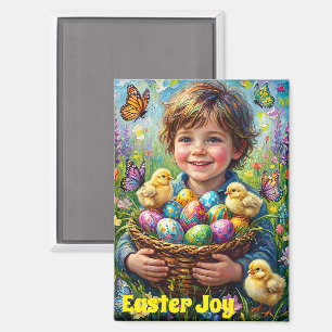~ EASTER Child Chicks Eggs Basket ~ Magnet
