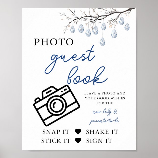 Easter Chinoiserie Baby Shower Photo Guest Book (Front)